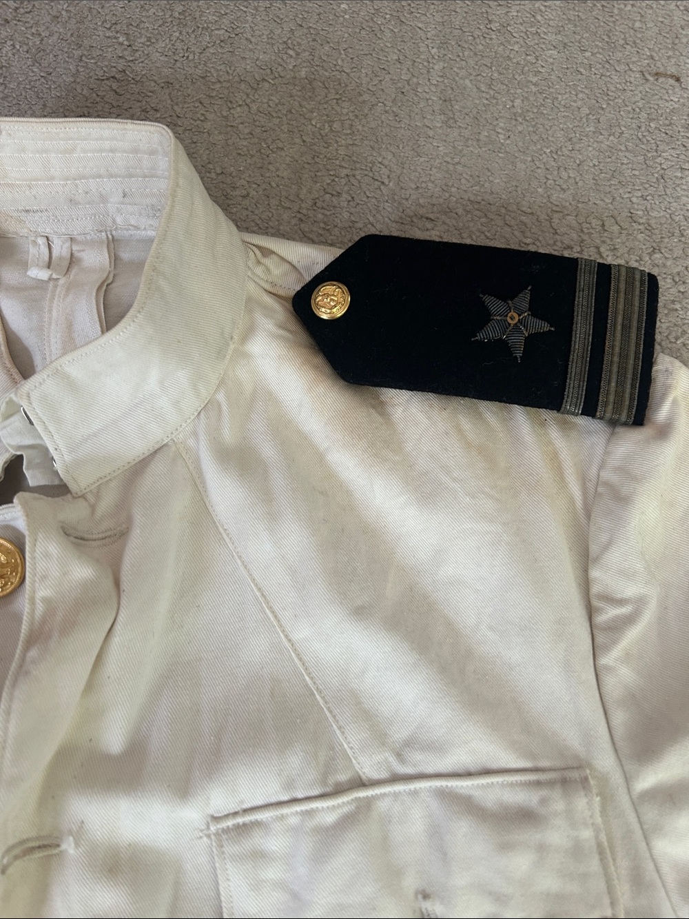 White Military-Style Button Front Jacket with Epaulettes - Picture 4 of 7